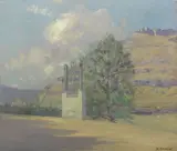 Giorgio Oprandi, Paesaggio, oil on cardboard