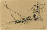 Pietro Annigoni, Sul passo del Vestito, 1933, ink on paper