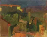 Arturo Checchi, Paesaggio estivo, 1929, oil on compensato