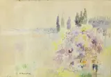 Plinio Nomellini, Figure nel bosco, watercolour on paper