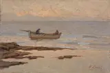 «Marina» e «Giardini d'Ardenza al tramonto» by Giovanni Lomi, oil on tavoletta, offered Apr 2019
