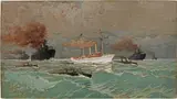 La Nave Reale Savoia in arrivo a Cettigne by Ugo Manaresi, oil on tavoletta, offered Apr 2019