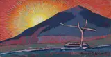 Benvenuto Benvenuti, Tramonto alla Verna, oil on cardboard