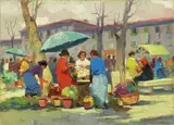 Fioraie by Renato Natali, oil on compensato, offered Apr 2019