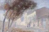 Raffaello Gambogi, Via delle Bassane, oil on tavoletta