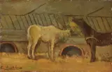 Stalla e cavalli by Giovanni Bartolena, oil on panel, offered Apr 2019