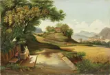 Luigi Bechi, Donna al pozzo, oil on canvas