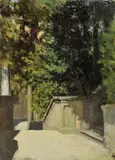 Raffaello Sernesi, Nel parco, oil on cardboard
