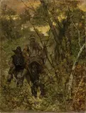 Don Chisciotte e Sancho Panza by Giovanni Fattori, 1900, oil on canvas, offered Apr 2019