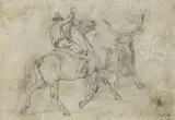 Giuseppe Raggio, Buttero, pencil on paper applicata on card