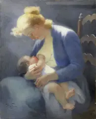 Maternità by Aleardo Villa, oil on canvas, offered Apr 2019