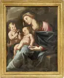 Domenico Piola, Madonna col Bambino e San Giovannino, oil on canvas