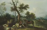 Francesco Zuccarelli, Paesaggio con cavaliere a una fonte