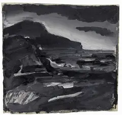 Paesaggio con montagne by Mario Sironi, 1950, tempera and oil on paper applicata on cardboard, offered Dec 2018