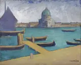 Carlo Carrà, Venezia, Le Zattere, 1947, oil on canvas board