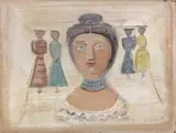 Massimo Campigli, Piccole figure (Figura e scale), 1955, oil on canvas
