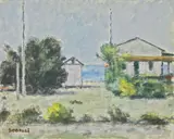 Ardengo Soffici, Marina a Forte Dei Marmi, oil on canvas board