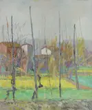 Paesaggio by Quinto Martini, oil on cardboard, offered Oct 2018