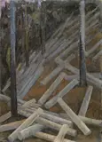 Quinto Martini, Tronchi tagliati, oil on cardboard