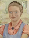 Oreste Zuccoli, Ritratto di giovinetta, oil on faesite