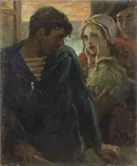 Lionello Balestrieri, Leggenda bretone - L'addio (La Glu), oil on canvas