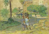 In Piazza Santo Spirito by Cafiero Filippelli, oil on tavoletta, offered Oct 2018