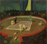 Al circo by Renato Natali, oil on compensato, offered Oct 2018