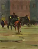 Livorno storica by Renato Natali, 1925, oil on canvas board, offered Oct 2018