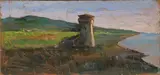 La torre by Giovanni Bartolena, oil on cardboard, offered Oct 2018