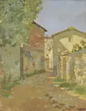Carlo Passigli, Case, oil on cardboard pressato