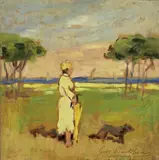 Passeggiata sul mare by Giovanni Bartolena, oil on compensato, offered Oct 2018