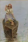 Sul lago by Angiolo Tommasi, oil on tavoletta, offered Oct 2018