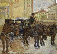 Carrozze sui fossi a Livorno by Mario Puccini, 1900, oil on cardboard, offered Oct 2018