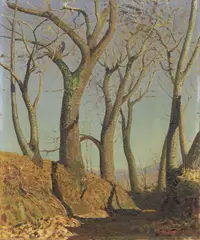 Oreste Albertini, Paesaggio con alberi, 1938, oil on panel