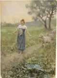 Pastorella by Francesco Paolo Michetti, pastelli and watercolour on paper, offered Oct 2018