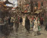 Vincenzo Irolli, Il mercato, oil on canvas