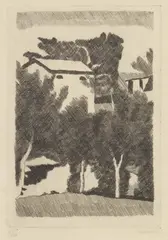 Paesaggio con tre alberi by Giorgio Morandi, 1931, etching on rame, offered Jun 2018