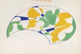 Giacomo Balla, Motivo per ricamo giallo, verde e cobalto, 1918, Tempera