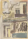 Mario Sironi, Composizione, mixed media on paper