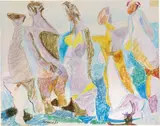 Fausto Pirandello, Bagnanti, pastel on paper