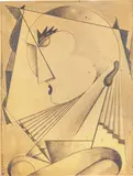Carlo Corsi, Donna allo specchio, 1958, pencil on card
