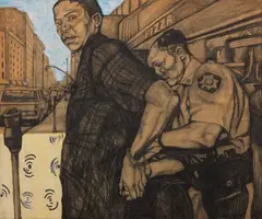 Lo arrestarono a Little Italy by Luca Zampetti, 2001, grafite and encausto on panel, offered Jun 2018