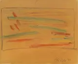 Hans Richter, Composizione, 1971, mixed media on paper applicata on canvas