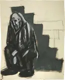 Mario Sironi, Uomo seduto, mixed media on paper