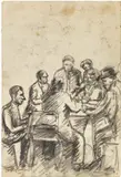 Giocatori di carte by Ottone Rosai, charcoal on paper, offered Jun 2018