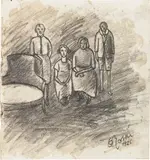La famiglia by Ottone Rosai, 1926, pencil and caffè on paper, offered Jun 2018
