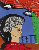 Pippo Oriani, La signora, 1965, oil on canvas applicata on pannello