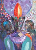 Bruno Ceccobelli, Allieva del bene, 2005, mixed media on cardboard applicato on panel
