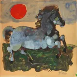 Antonio Possenti, Cavallo, tempera on paper applicata on compensato