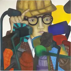 Conferenza stampa by Marco Cingolani, 1991, oil on canvas, offered Jun 2018